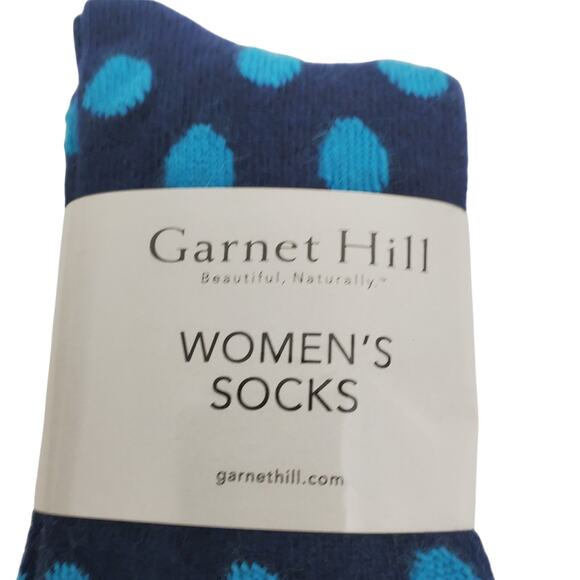 New Garnet Hill Dot Socks 9-11 Warm Cashmere Blend Crew Blue Teal Holiday Gift - Picture 4 of 5